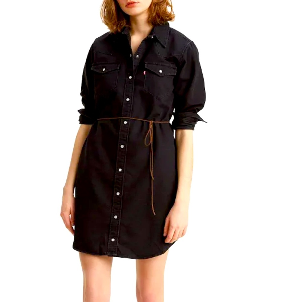 Levi's Black Denim Shirt Dress